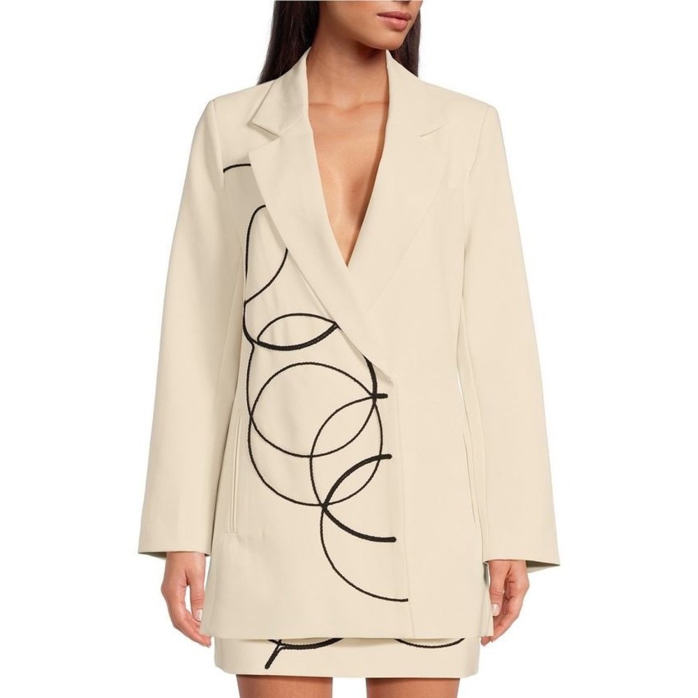 Le'‎ AL.X. Blazer Notch Lapel Collar Circles Sz M NWT Cream